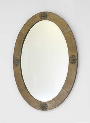 Lot 396 - An Arts & Crafts brass mirror