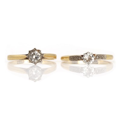 Lot 150 - Two single stone diamond rings