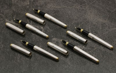 Lot 39 - A group of five silver fountain pens
