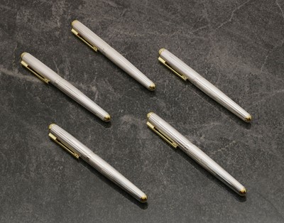 Lot 39 - A group of five silver fountain pens