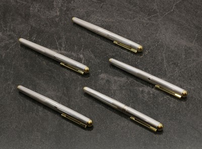 Lot 39 - A group of five silver fountain pens
