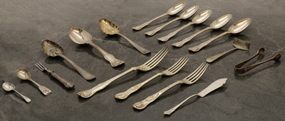 Lot 37 - A collection of King and Queens pattern flatware