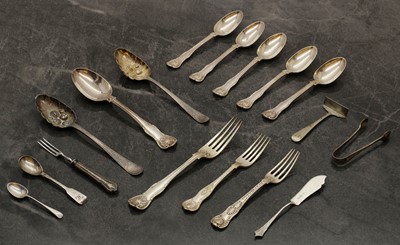 Lot 37 - A collection of King and Queens pattern flatware