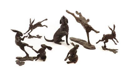 Lot 315 - A collection of bronze hares