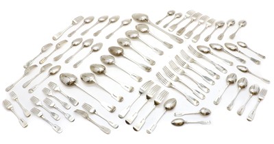 Lot 3 - A composed set of Victorian fiddle pattern flatware