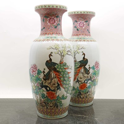 Lot 173 - A pair of Chinese famille rose vases