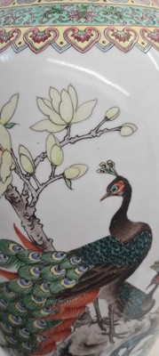 Lot 173 - A pair of Chinese famille rose vases