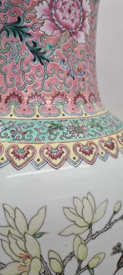 Lot 173 - A pair of Chinese famille rose vases