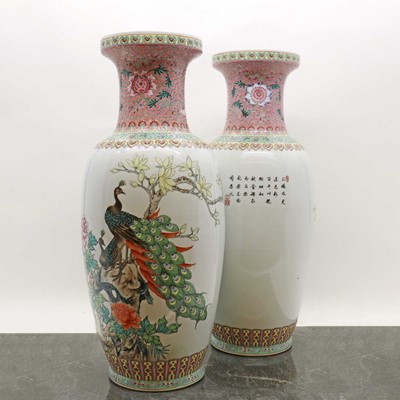 Lot 173 - A pair of Chinese famille rose vases