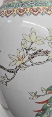 Lot 173 - A pair of Chinese famille rose vases