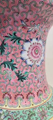 Lot 173 - A pair of Chinese famille rose vases