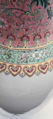 Lot 173 - A pair of Chinese famille rose vases