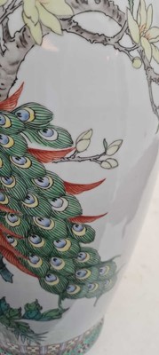 Lot 173 - A pair of Chinese famille rose vases