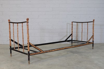 Lot 156 - A French modernist bamboo and leather single bed