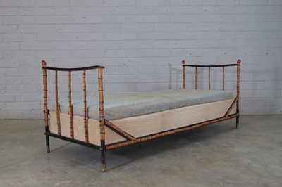Lot 156 - A French modernist bamboo and leather single bed