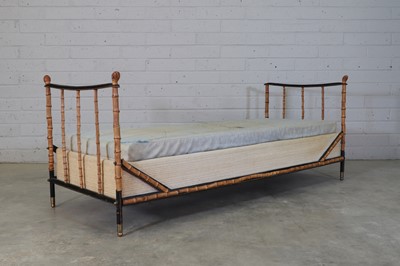 Lot 156 - A French modernist bamboo and leather single bed