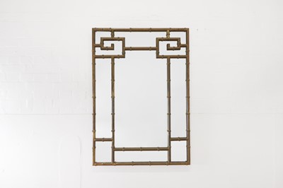 Lot 97 - A patinated brass faux bamboo wall mirror