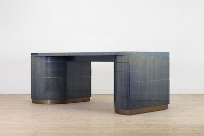 Lot 101 - A blue 'Odyssey' desk by Linley