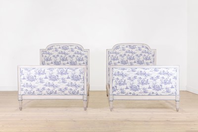 Lot 155 - A pair of Louis XVI-style painted beech single beds