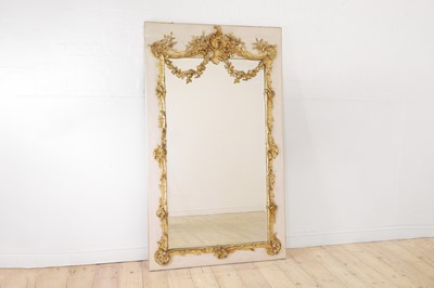 Lot 153 - A Louis XV-style painted and parcel-gilt trumeau mirror