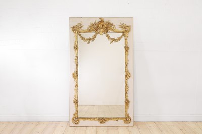 Lot 153 - A Louis XV-style painted and parcel-gilt trumeau mirror