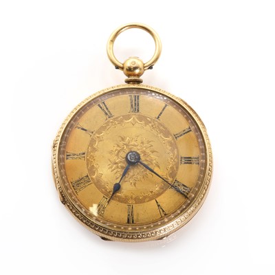 Lot 275 - An 18ct gold cased key wound open faced pocket watch, c.1870