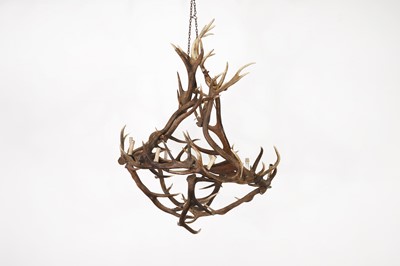 Lot 53 - A stag antler chandelier