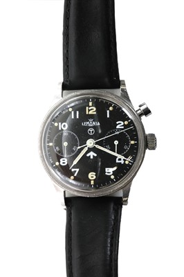 Lot 281 - A gentlemen's stainless steel British Royal Navy Lemania single-button chronograph watch