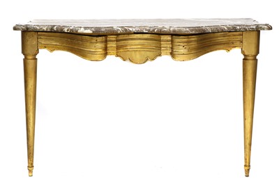 Lot 485 - A serpentine front marble top giltwood console