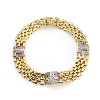 Lot 1070 - An 18ct diamond three row panther link bracelet