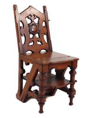 Lot 338 - A mid-Victorian walnut Metamorphic library chair