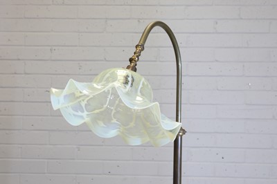 Lot 84 - A straw opalescent glass standard lamp