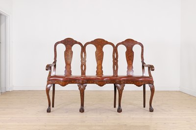 Lot 76 - A walnut and fruitwood marquetry chair-back settee