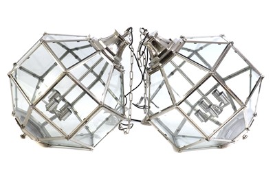 Lot 365 - A pair of chrome hanging lanterns