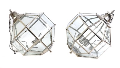 Lot 365 - A pair of chrome hanging lanterns