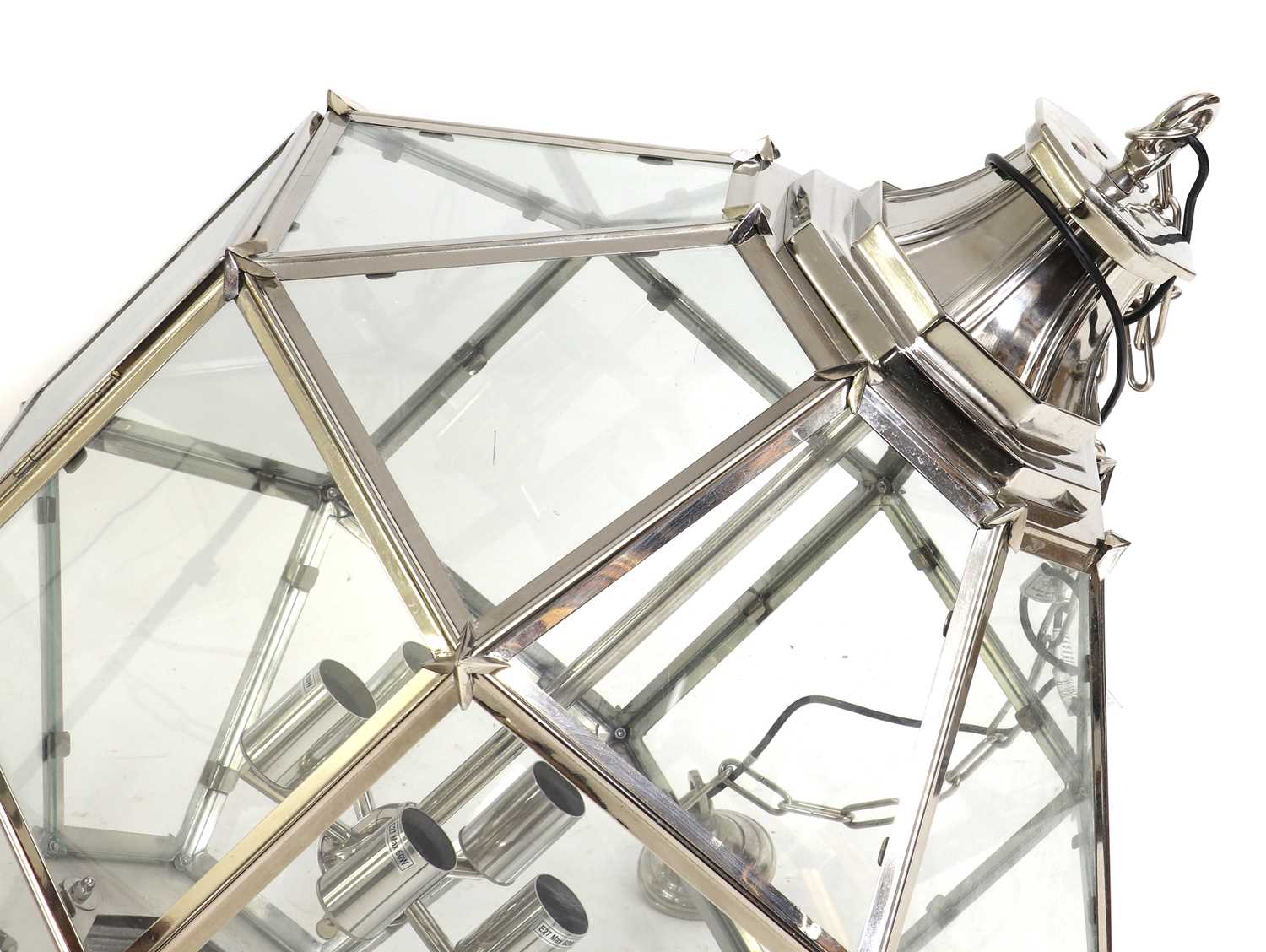 Lot 365 - A pair of chrome hanging lanterns