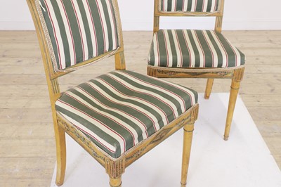 Lot 108 - A pair of Louis XVI painted oak side chairs