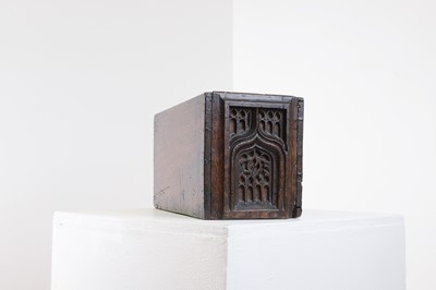 Lot 27 - A Gothic oak candle box