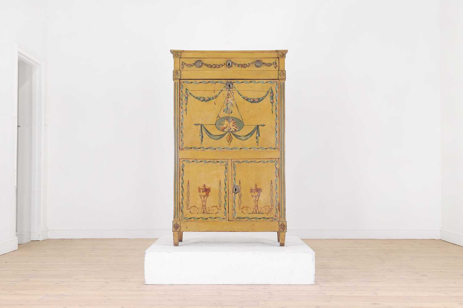 Lot 109 - A Louis XVI painted oak escritoire