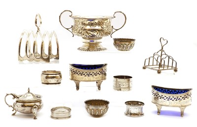 Lot 26 - A collection of silver cruet items