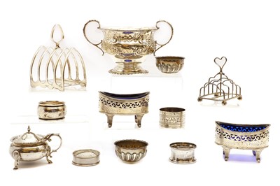 Lot 26 - A collection of silver cruet items