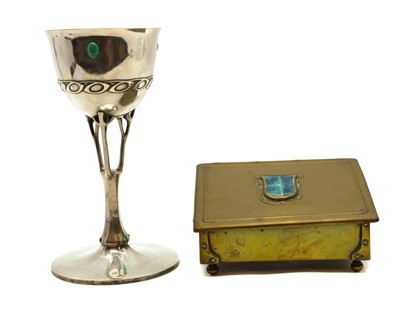 Lot 156 - An Arts and Crafts style pewter goblet