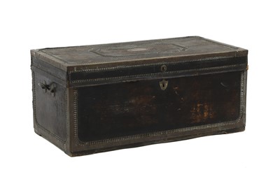 Lot 488 - A camphorwood and leather-mounted trunk