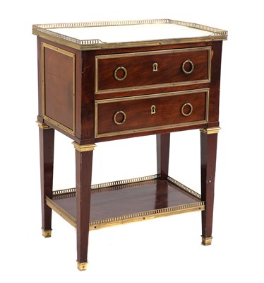Lot 404 - A Louis XVI style mahogany and gilt metal mounted commode