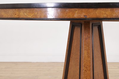 Lot 476 - A burr oak and ebony centre table in the manner of George Bullock