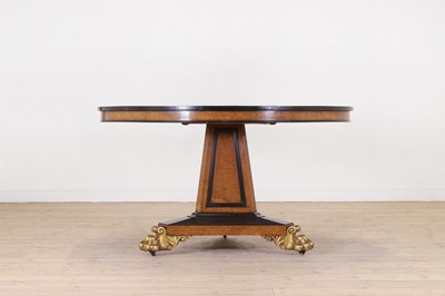Lot 476 - A burr oak and ebony centre table in the manner of George Bullock