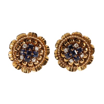 Lot 1156 - A pair of large flowerhead earrings