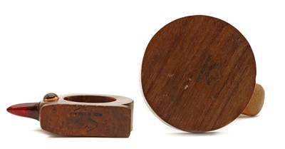 Lot 208 - A YZ ebony, bamboo and faturan ashtray