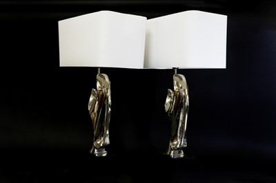 Lot 361 - A pair of chrome table lamps