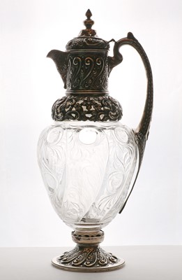Lot 43 - A Victorian silver mounted Stourbridge glass claret jug